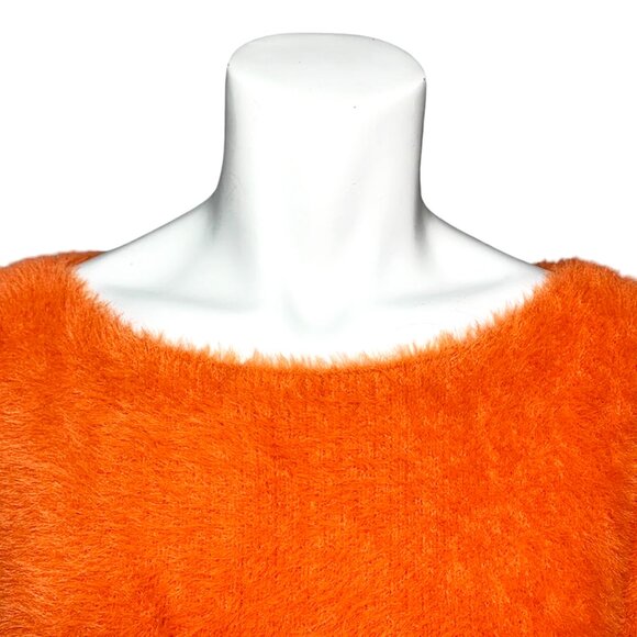 Y2K STYLE FUZZY ORANGE SWEATER - Picture 4 of 7